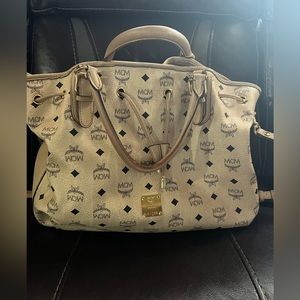 MCM Cream and Black Handbag